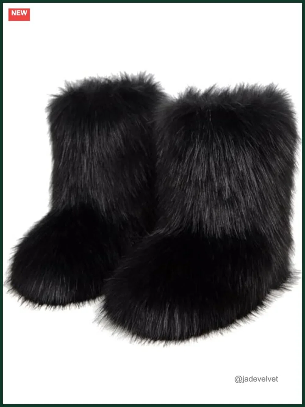 Faux Fur Snow Boots for Women Warm Winter Mid-Calf Pull-On